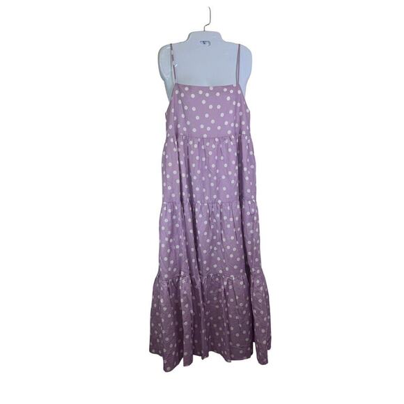 New CHARLIE HOLIDAY Anthropologie Isabella Maxi Dress Lavender White Polkadot 4 - Picture 2 of 11